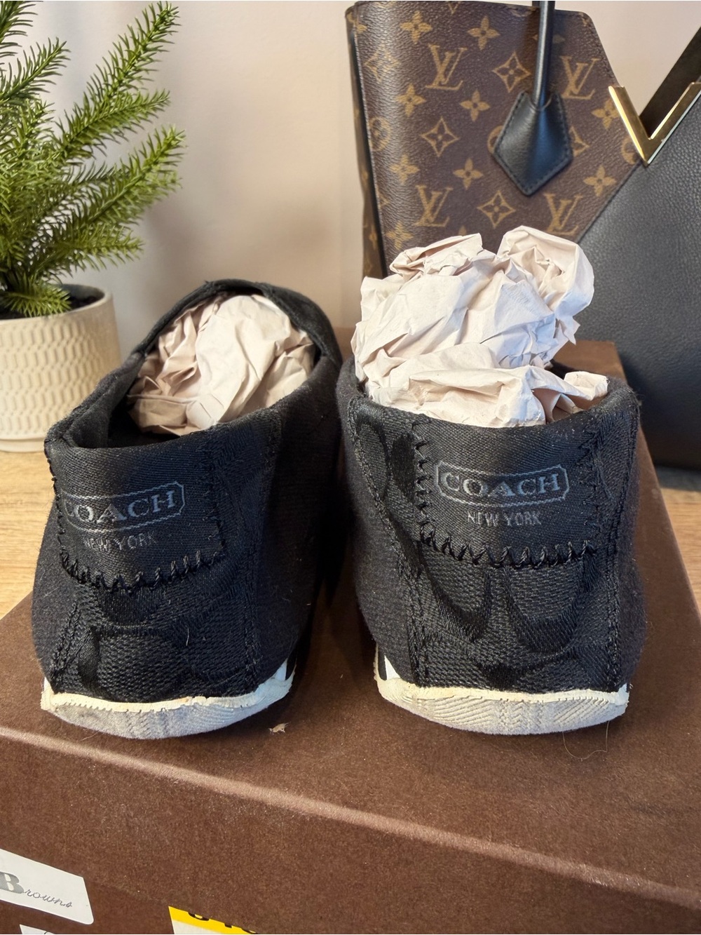 Coach Black Signature Jacquard Slip-On Sneakers 7.5 flats - Picture 5 of 6